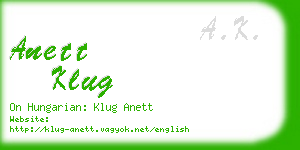 anett klug business card